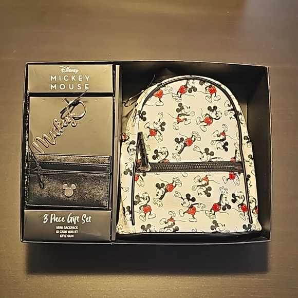 Disney Handbags - Disney Mickey Mouse 3 Piece Set with Mini Backpack, ID Card Wallet & Keychain